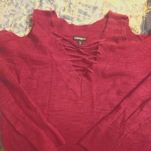 Stylish Express cold shoulder sweater, XS, fuchsia